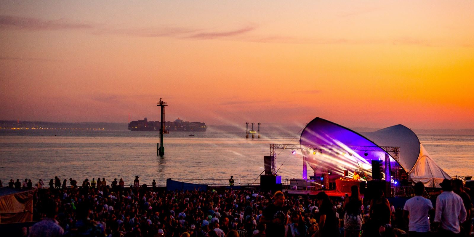 The Victorious Festival seaside stage at dusk